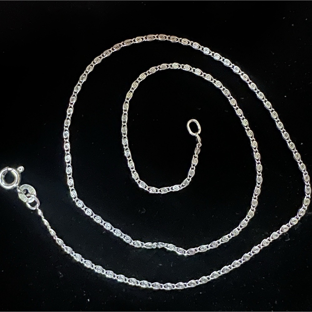 VTG Sterling Silver 925 Chain Necklace 14.5" marked 925 Italy Sparkly Link 2.45G